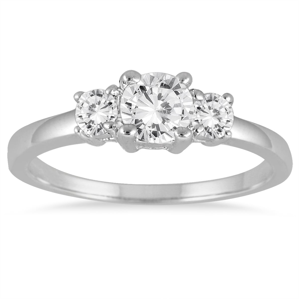 Marquee 3/4 Carat TW Diamond Three Stone Engagement Ring in 14K White Gold