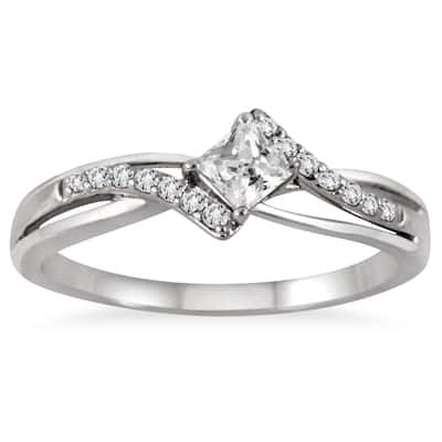 1/3 Carat TW Princess Cut Diamond Engagement Ring in 10K White Gold