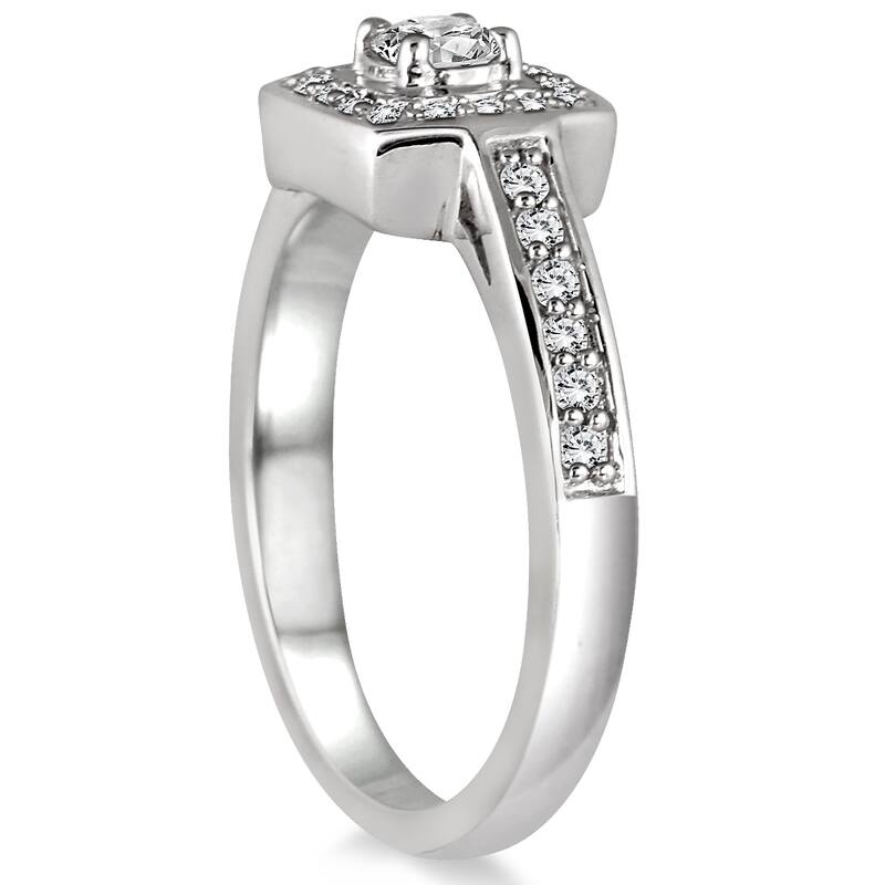 1/2 Carat TW Diamond Halo Ring in 10K White Gold