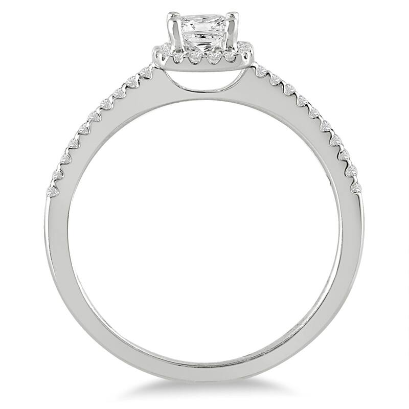 5/8 Carat TW Princess Cut Halo Diamond Engagement Ring in 10K White Gold