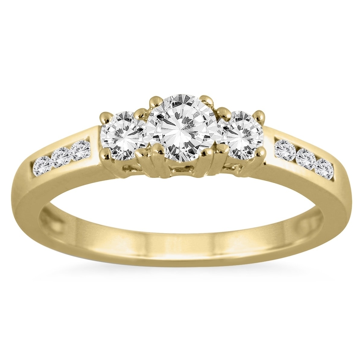 Marquee 1/2 Carat TW Diamond Three Stone Ring in 10K Yellow Gold (K-L Color, I2-I3 Clarity)