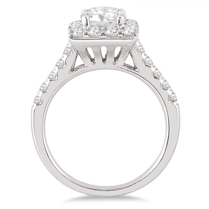 AGS Certified 1 5/8 Carat TW Diamond Halo Bridal Set in 14K White Gold (J-K Color, I2-I3 Clarity)