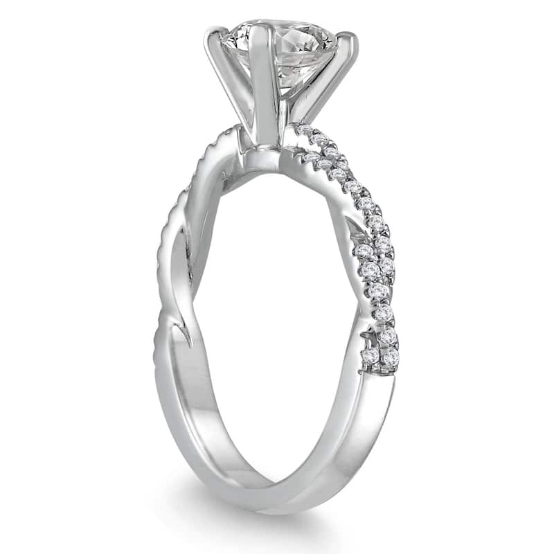 AGS Certified 1 Carat TW Diamond Engagement Ring in 14K White Gold (J-K Color, I2-I3 Clarity)