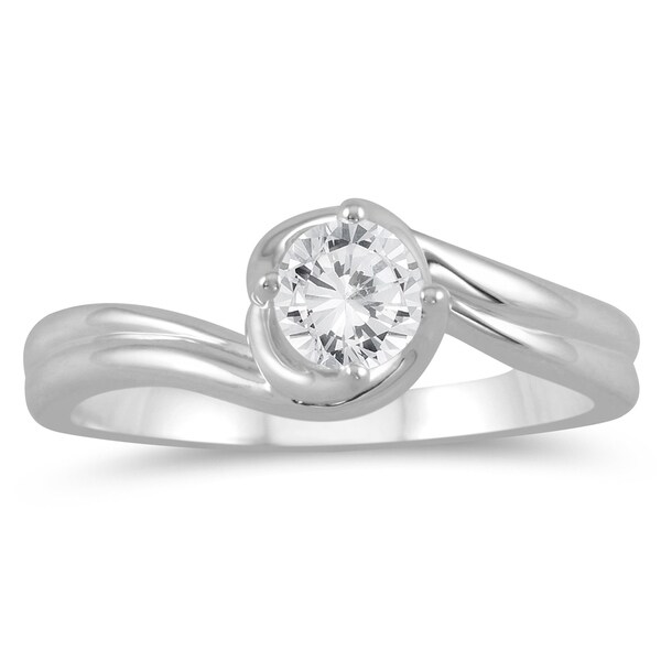 1/2 Carat Twisting Wave Diamond Solitaire Ring in 10K White Gold ...