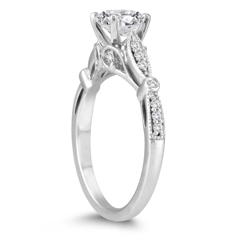 AGS Certified 1 1/10 Carat TW Diamond Engagement Ring in 14K White Gold (J-K Color, I2-I3 Clarity)