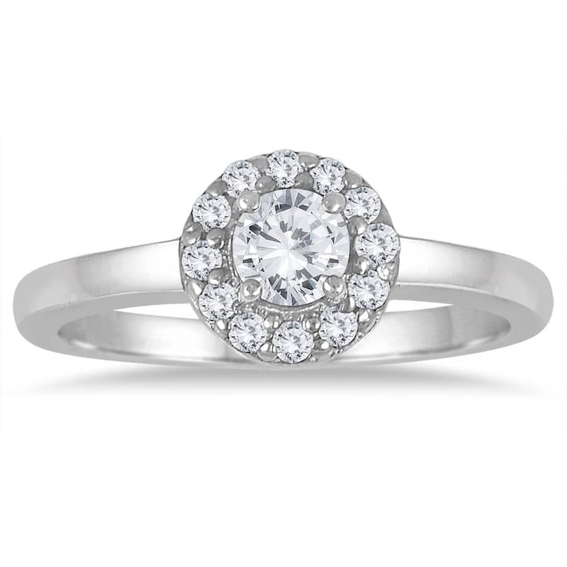 1/2 Carat TW Diamond Halo Engagement Ring in 10K White Gold