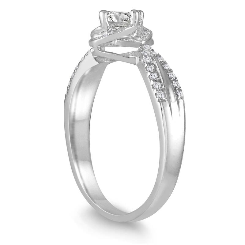 5/8 Carat TW Diamond Halo Engagement Ring in 10K White Gold