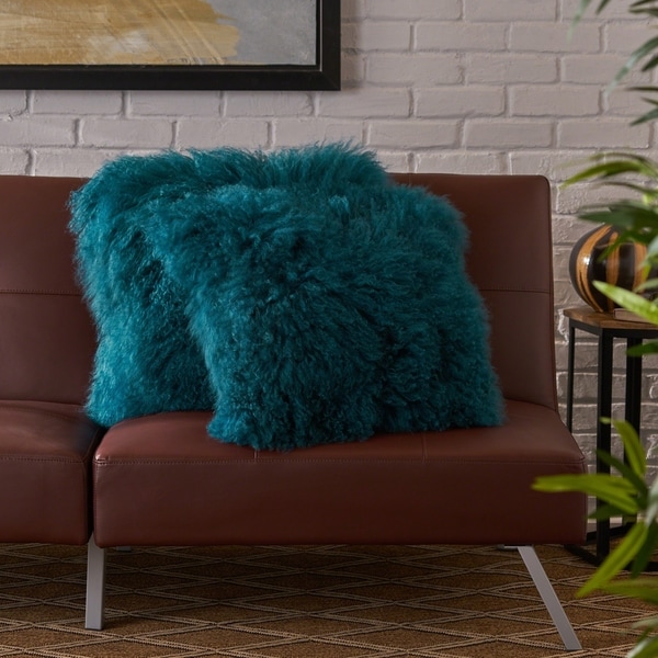Zally Glam Shaggy Ombre Lamb Fur 20-Inch Throw Pillows (Set of 2) by Christopher Knight Home
