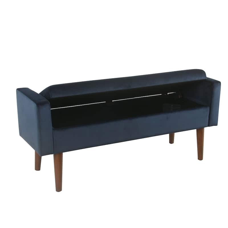 Carson Carrington Hamn Velvet Storage Bench - Dark Navy