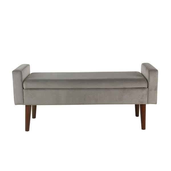 Shop Fulton Velvet Storage Bench Gray Sale Free