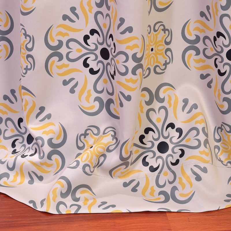 Exclusive Fabrics Tea Time China Blue 63 inches Room Darkening Curtain Panel Pair (2 Panels) - 50x63