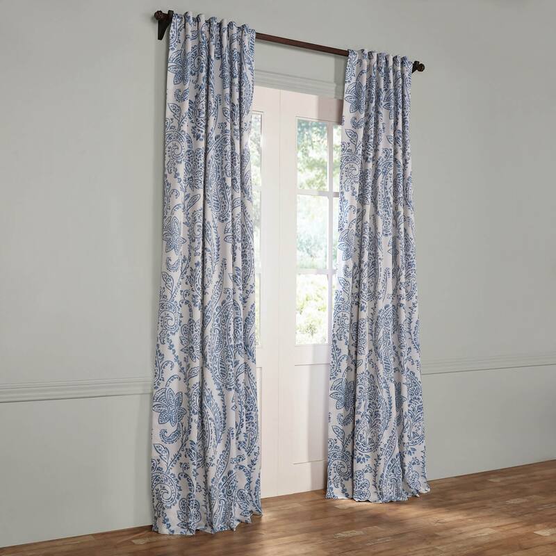 Exclusive Fabrics Tea Time China Blue 63 inches Room Darkening Curtain Panel Pair (2 Panels) - 50x63