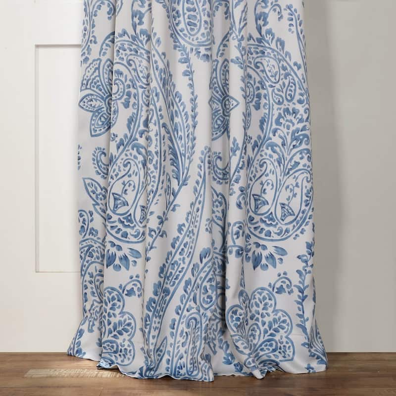 Exclusive Fabrics Tea Time China Blue 63 inches Room Darkening Curtain Panel Pair (2 Panels) - 50x63