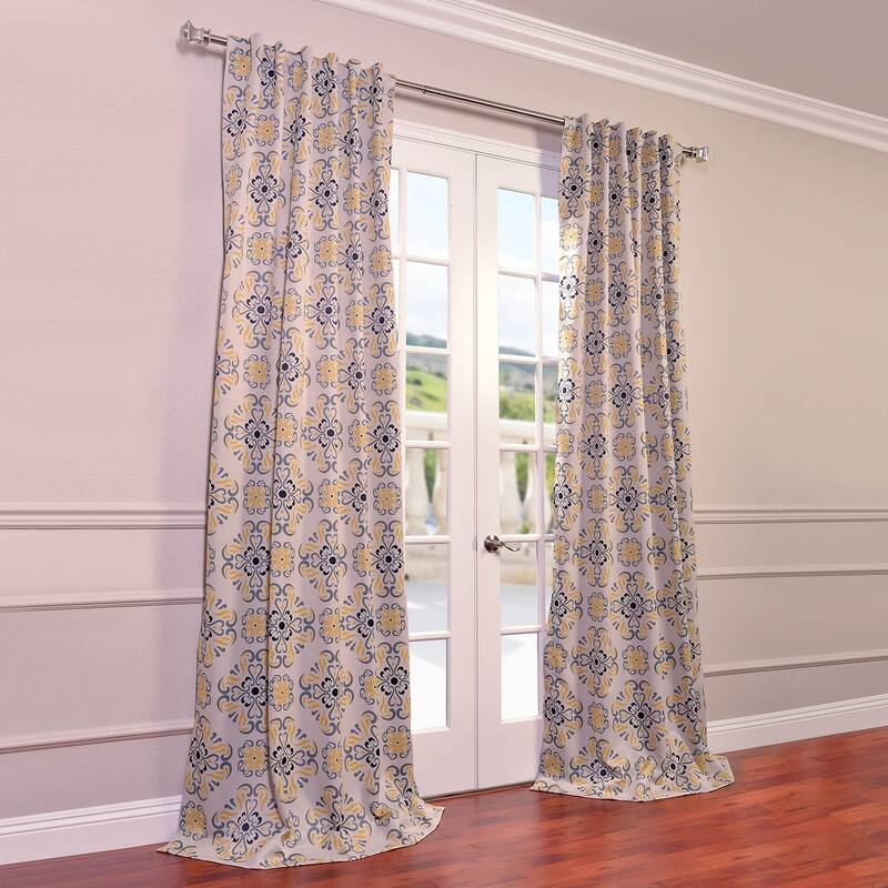 Exclusive Fabrics Tea Time China Blue 63 inches Room Darkening Curtain Panel Pair (2 Panels) - 50x63