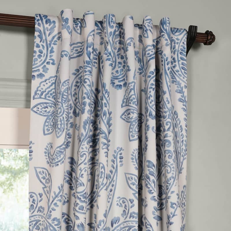 Exclusive Fabrics Tea Time China Blue 63 inches Room Darkening Curtain Panel Pair (2 Panels) - 50x63