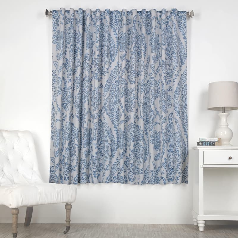Exclusive Fabrics Tea Time China Blue 63 inches Room Darkening Curtain Panel Pair (2 Panels) - 50x63