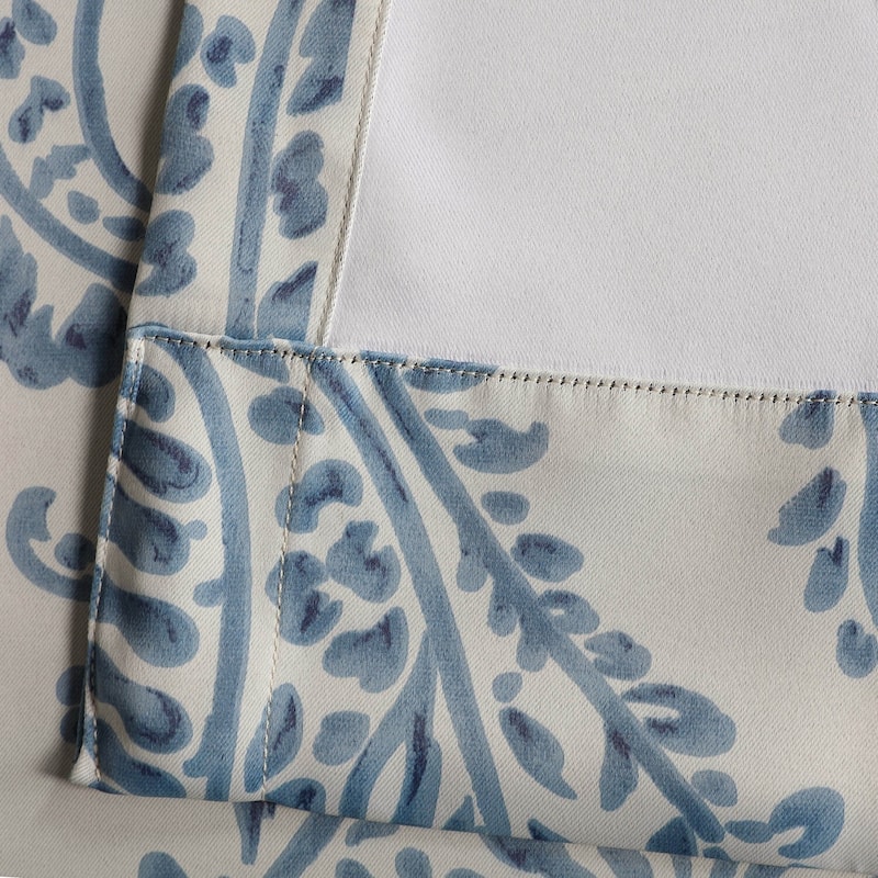 Exclusive Fabrics Tea Time China Blue 63 inches Room Darkening Curtain Panel Pair (2 Panels) - 50x63