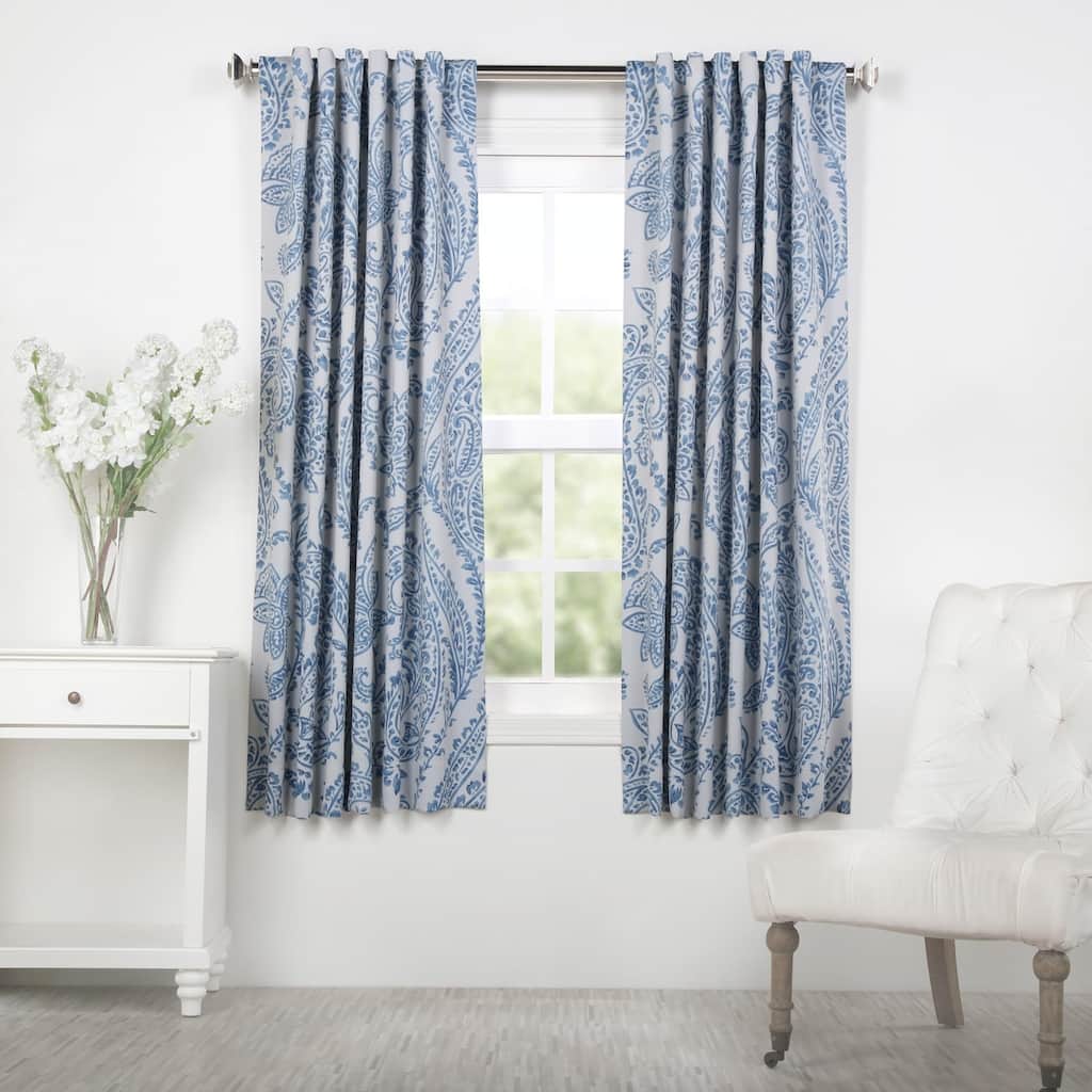 Exclusive Fabrics Tea Time China Blue 63 inches Room Darkening Curtain Panel Pair (2 Panels) - 50x63