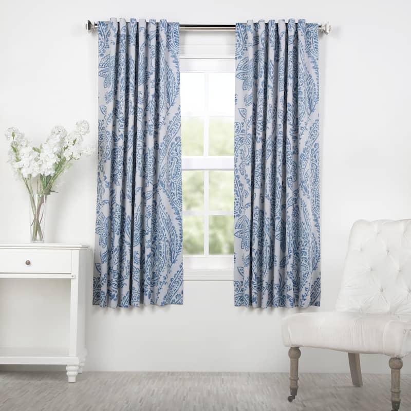 Exclusive Fabrics Tea Time China Blue 63 inches Room Darkening Curtain Panel Pair (2 Panels) - 50x63