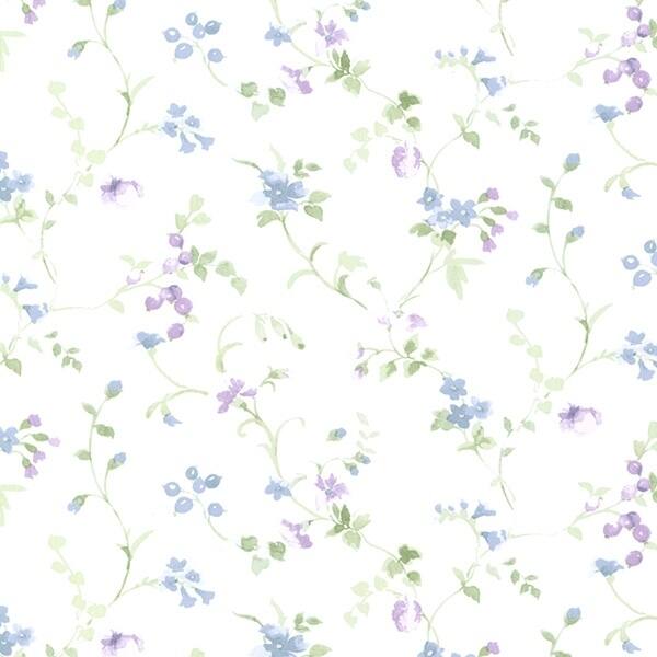 Floral Vine Everett 32.7 Ft. x 20.5 In. Vinyl Green Painted Floral Trail Wallpaper Covering