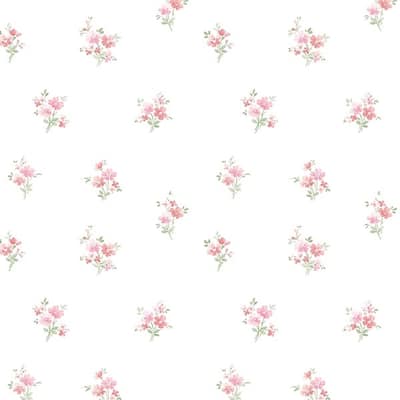 Kennewick 32.7 Ft. x 20.5 In. Vinyl Pink Floral Bouquet Spot Wallpaper Covering