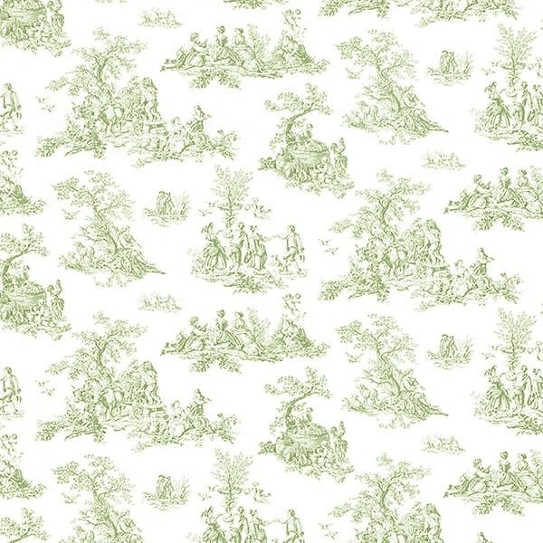 Small Toile Tampa 32.7 Ft. x 20.5 In. Vinyl Green Country Toile Wallpaper Covering