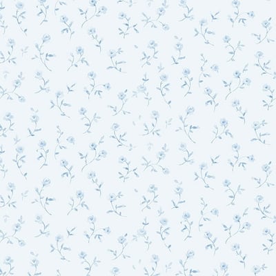 Olympia 32.7 Ft. x 20.5 In. Vinyl Blue Mini Rose Trail Wallpaper Covering