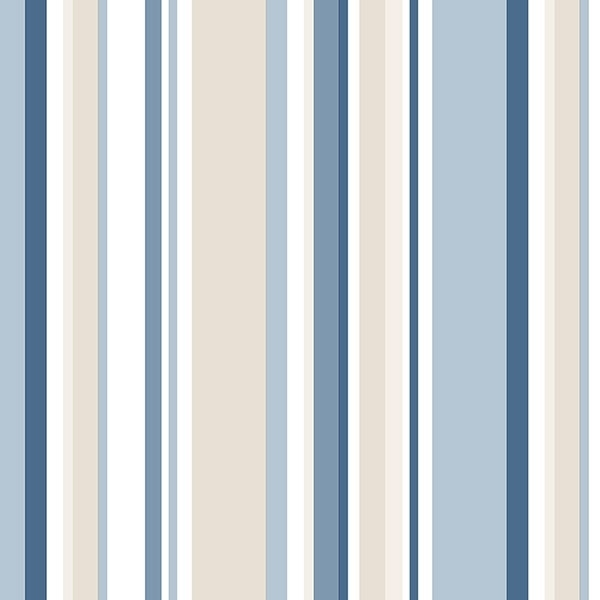 Step Stripe Arlington 32.7 Ft. x 20.5 In. Vinyl Blue Multi Striped Wallpaper Covering