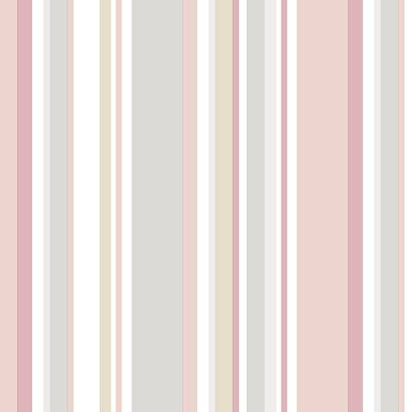 Step Stripe Arlington 32.7 Ft. x 20.5 In. Vinyl Pink Multi Striped Wallpaper Covering