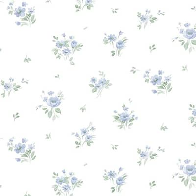 Cooper 32.7 Ft. x 20.5 In. Vinyl Blue Petite Floral Spot Wallpaper ...