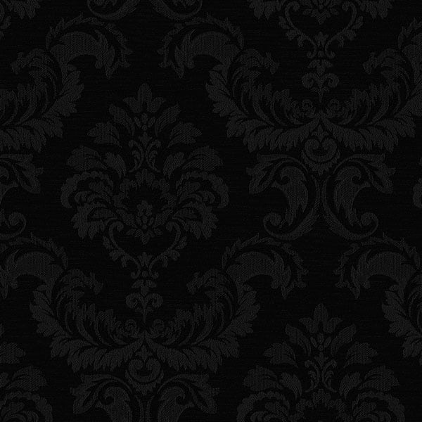 Damask Emboss Hyattsville 32.7 Ft. x 20.5 In. Vinyl Black Silk Damask Wallpaper Covering - 32.7 Ft. x 20.5 In.