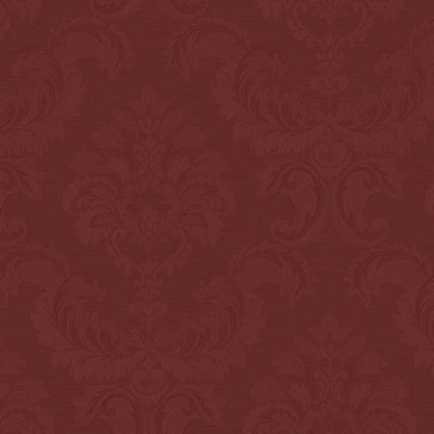 Damask Emboss Hyattsville 32.7 Ft. x 20.5 In. Vinyl Red Silk Damask Wallpaper Covering