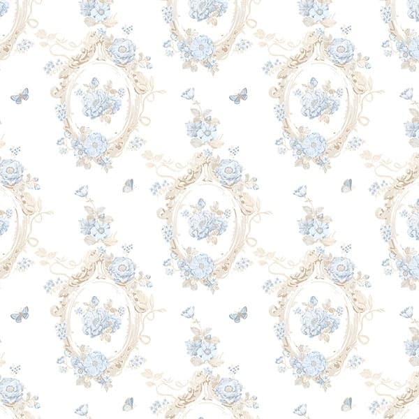 Cameo Doral 32.7 Ft. x 20.5 In. Vinyl Blue Butterfly Cameo Wallpaper Covering