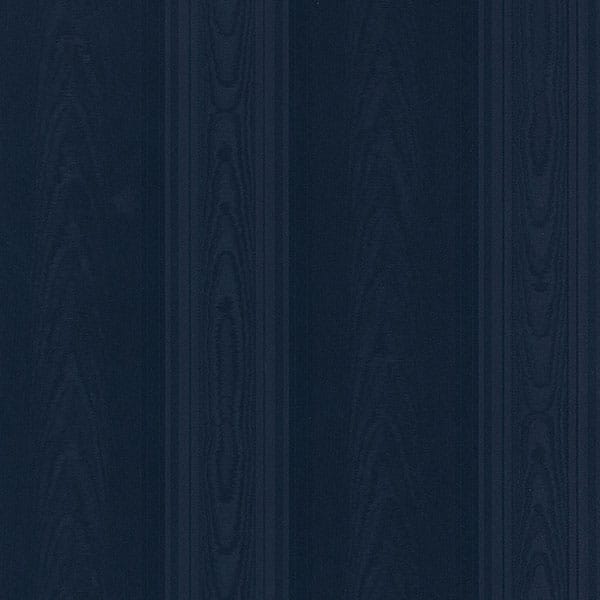 Medium Moiré Stripe Aberdeen 32.7 Ft. x 20.5 In. Vinyl Navy Blue Silk Stripe Wallpaper Covering