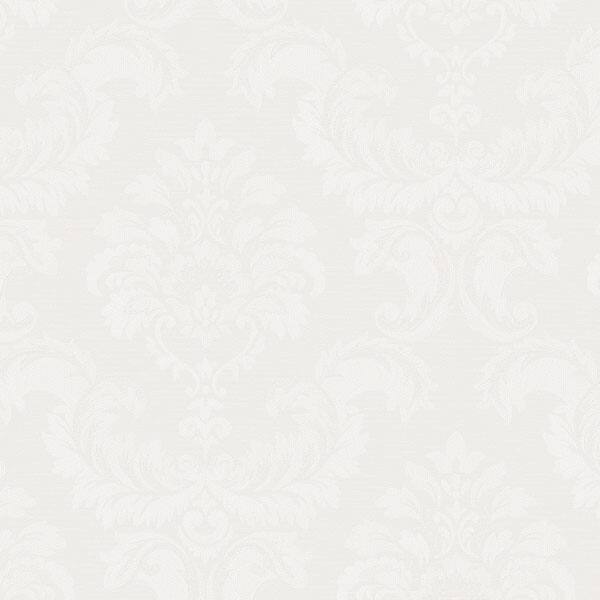 Damask Emboss Hyattsville 32.7 Ft. x 20.5 In. Vinyl White Silk Damask Wallpaper Covering