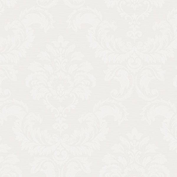Damask Emboss Hyattsville 32.7 Ft. x 20.5 In. Vinyl White Silk Damask Wallpaper Covering