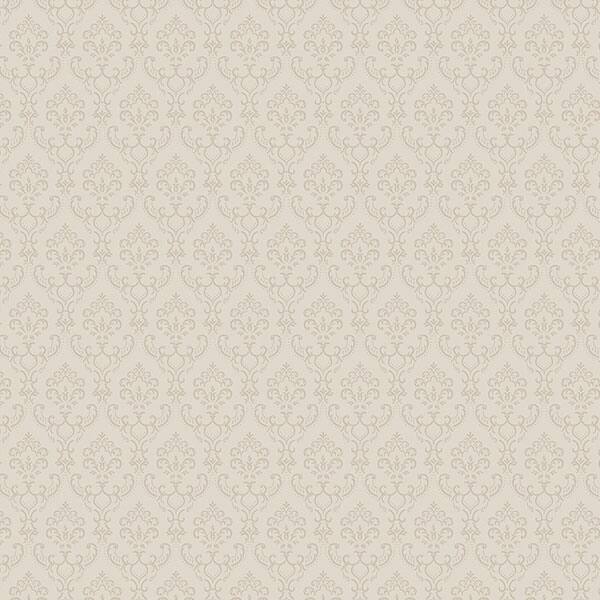 Small Damask Cambridge 32.7 Ft. x 20.5 In. Vinyl Off White Small Damask Wallpaper Covering