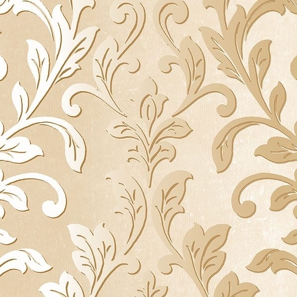 Silver Leaf Damask Rockford 32.7 Ft. x 20.5 In. Vinyl Gold Damask  Wallpaper Covering