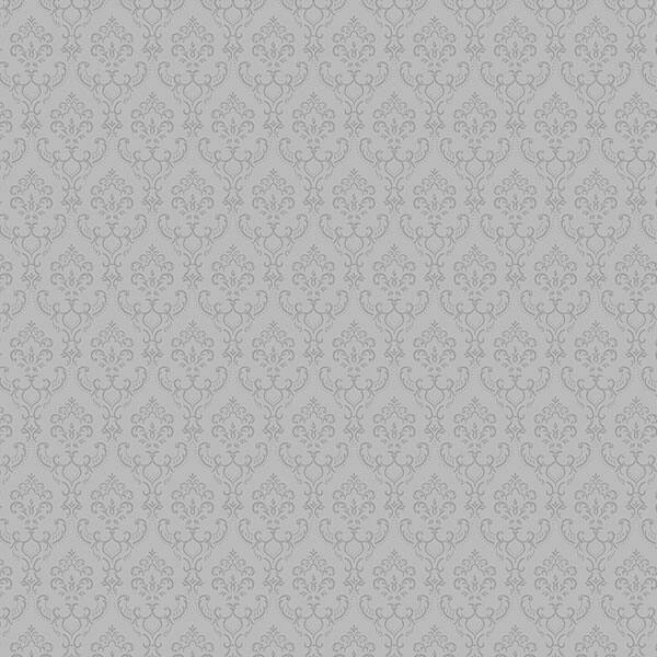 Small Damask Cambridge 32.7 Ft. x 20.5 In. Vinyl Silver Small Damask Wallpaper Covering