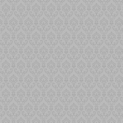 Small Damask Cambridge 32.7 Ft. x 20.5 In. Vinyl Silver Small Damask Wallpaper Covering
