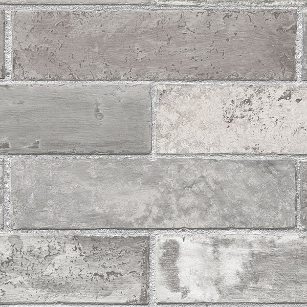 Swiss Brick Orland 32.7 Ft. x 20.5 In. Vinyl Grey Brick Texture Wallpaper Covering