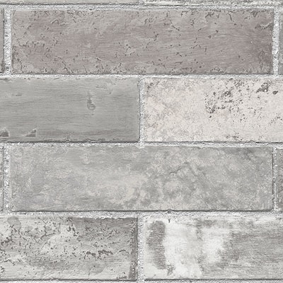 Swiss Brick Orland 32.7 Ft. x 20.5 In. Vinyl Grey Brick Texture Wallpaper Covering