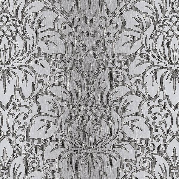 Venetian Damask Evanston 32.7 Ft. x 20.5 In. Vinyl Dark Grey Modern Damask Wallpaper Covering