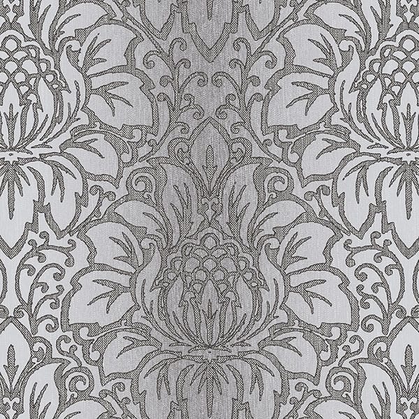 Venetian Damask Evanston 32.7 Ft. x 20.5 In. Vinyl Dark Grey Modern Damask Wallpaper Covering
