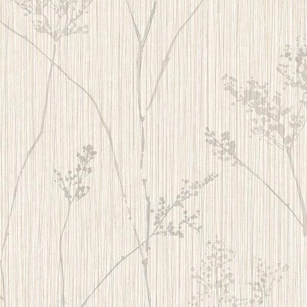 Cow Parsley Berwyn 32.7 Ft. x 20.5 In. Vinyl Grey Reeds Wallpaper Covering