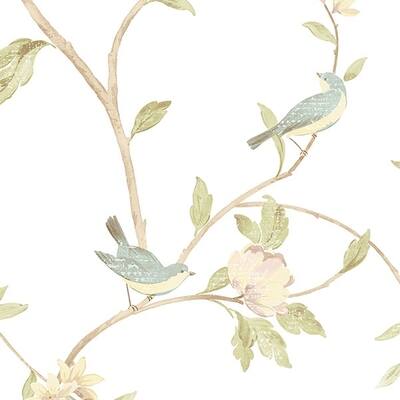 Chattanooga 32.7 Ft. x 20.5 In. Vinyl Yellow Birds And Trees Wallpaper Covering - 32.7 Ft. x 20.5 In.