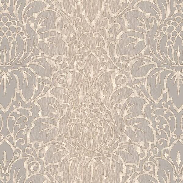 Venetian Damask Evanston 32.7 Ft. x 20.5 In. Vinyl Beige Modern Damask Wallpaper Covering