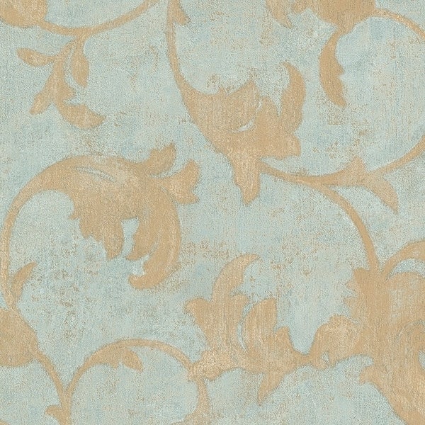 Veneto Hoffman 32.7 Ft. x 20.5 In. Vinyl Blue Winding Scroll Wallpaper Covering
