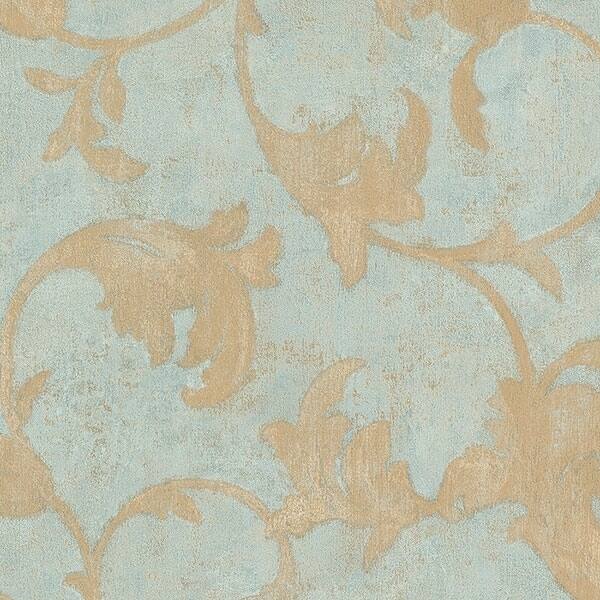 Veneto Hoffman 32.7 Ft. x 20.5 In. Vinyl Blue Winding Scroll Wallpaper Covering