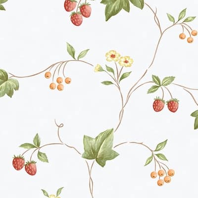 Trellis Trail Franklin 32.7 Ft. x 20.5 In. Vinyl Red Floral Trail Wallpaper Covering
